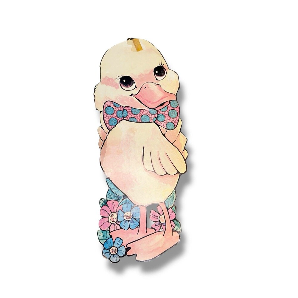 Vintage Easter Duck Die-Cut Decoration Cardboard Paper Spring Wall Hanging 1950s